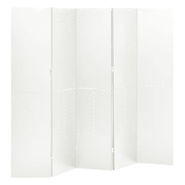 Paravento a 5 Pannelli 2 pz Bianco 200x180 cm in Acciaio