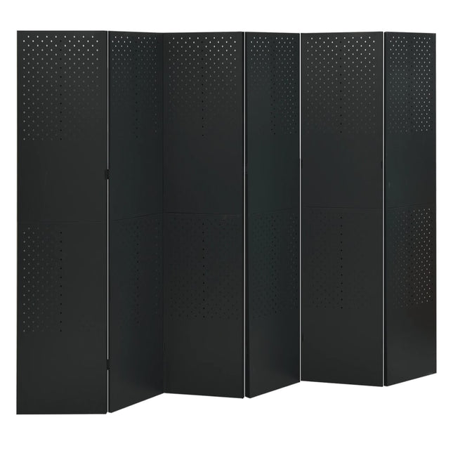 Paravento a 6 Pannelli 2 pz Nero 240x180 cm in Acciaio