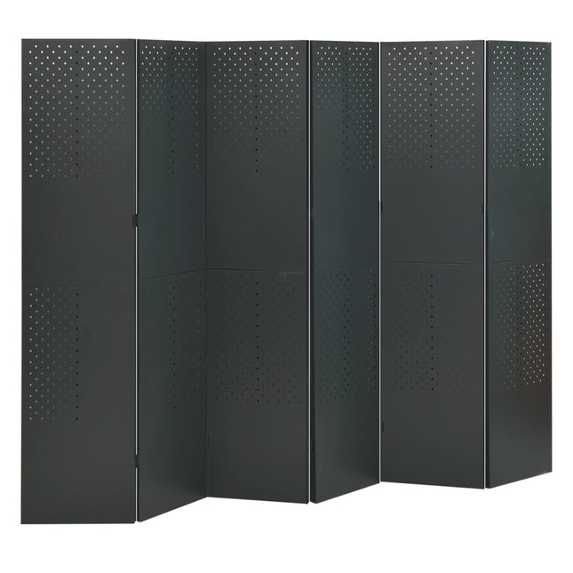 Paravento a 6 Pannelli 2 pz Antracite 240x180 cm in Acciaio