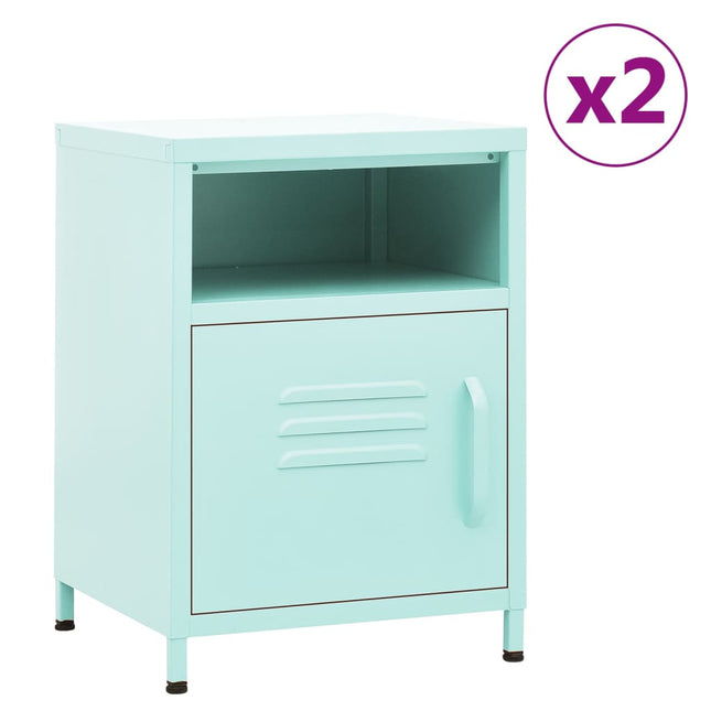 Comodini 2 pz Menta 35x35x51 cm in Acciaio