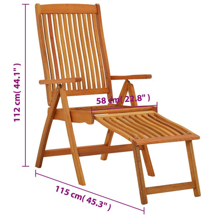 Sedie Pieghevoli con Poggiapiedi 2 pz Legno Massello Eucalipto