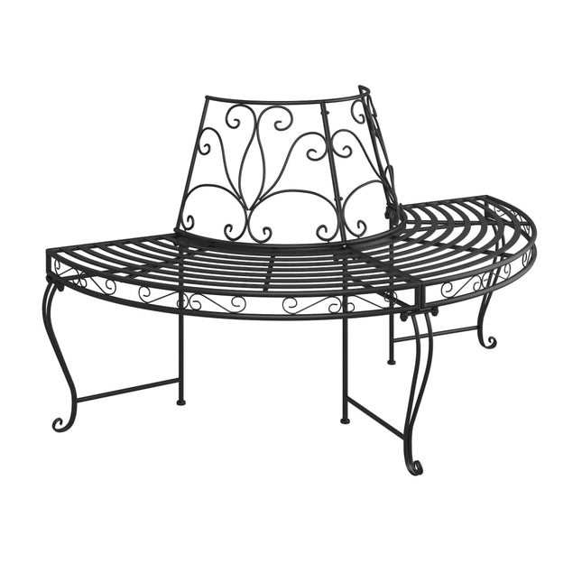Panchine per Albero Semicircolari 2 pz Ã˜160 cm Nere in Acciaio