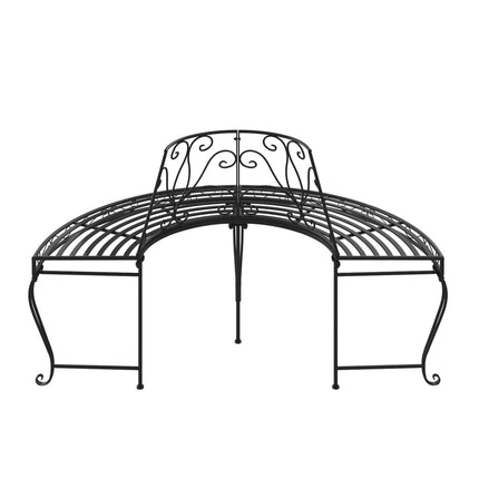 Panchine per Albero Semicircolari 2 pz ÃƒËœ160 cm Nere in Acciaio