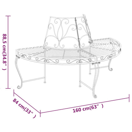 Panchine per Albero Semicircolari 2 pz ÃƒËœ160 cm Nere in Acciaio