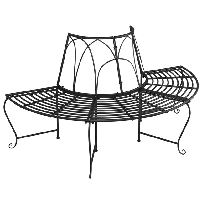 Panchine per Albero Semicircolari 2 pz Ø159 cm Nere in Acciaio