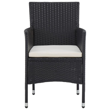 Set Bistrot da Giardino 3 pz Polyrattan e Legno Massello Nero