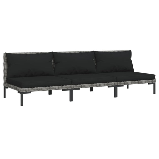 Divani da Giardino 3pz con Cuscini in Polyrattan Mezzo Tondo