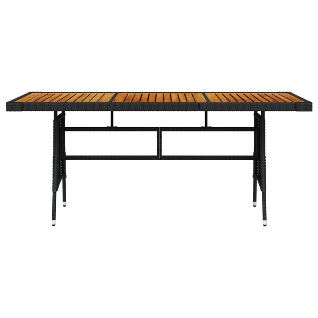 Tavolo Giardino Nero 160x70x72cm Polyrattan e Massello d'Acacia