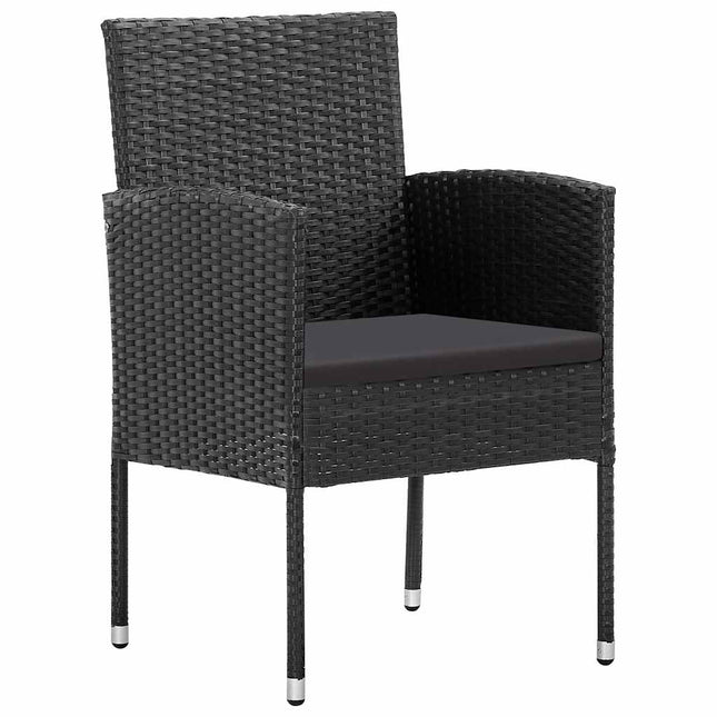 Sedie da Giardino con Cuscini Neri 2 pz Nere in Polyrattan