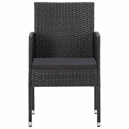 Sedie da Giardino con Cuscini Neri 2 pz Nere in Polyrattan
