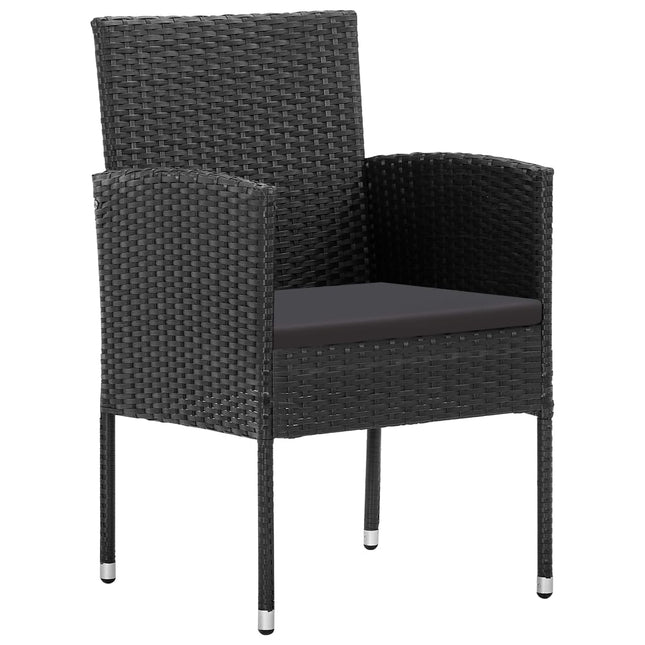 Sedie da Giardino con Cuscini Neri 4 pz Nere in Polyrattan