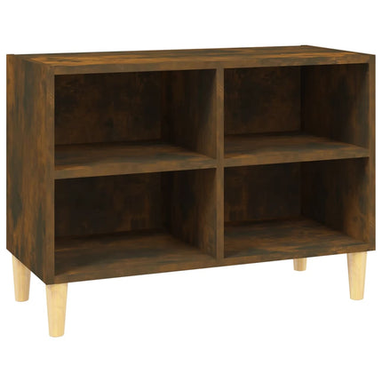 Mobile TV con Gambe in Legno Massello Rovere Fumo 69,5x30x50 cm
