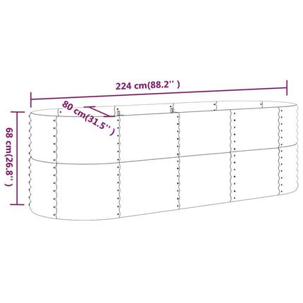 Letto da Giardino in Acciaio a Polvere 224x80x68 cm Antracite