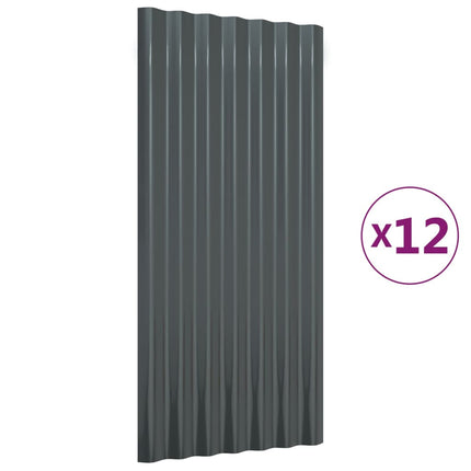 Pannelli Tetto 12 pz Acciaio Verniciato Polvere Antracite 80x36