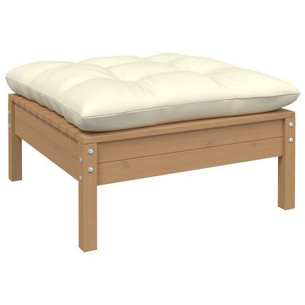 Set Salotto da Giardino 5pz con Cuscini Crema in Legno di Pino