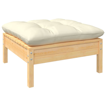 Set Salotto da Giardino 5pz con Cuscini Crema in Legno di Pino