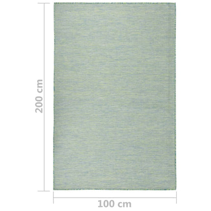 Tappeto da Esterni a Tessitura Piatta 100x200 cm Turchese