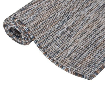 Tappeto da Esterni a Tessitura Piatta 140x200 cm Marrone e Blu