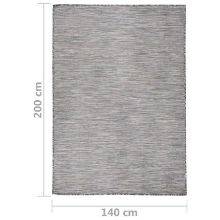 Tappeto da Esterni a Tessitura Piatta 140x200 cm Marrone e Blu