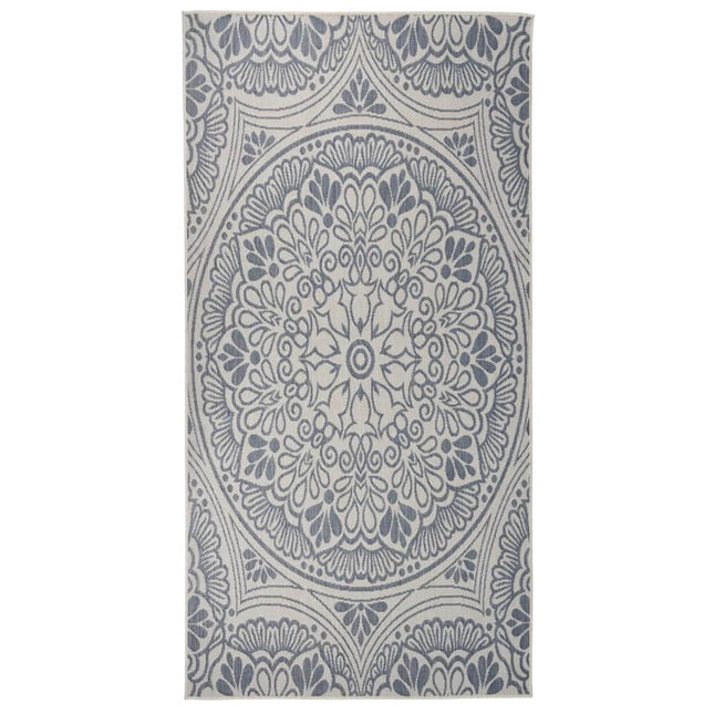 Tappeto da Esterni a Tessitura Piatta 100x200 cm Motivo Blu