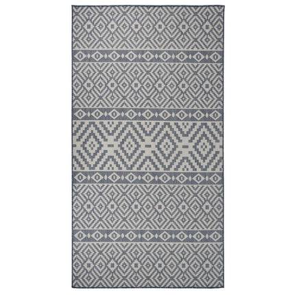 Tappeto da Esterni a Tessitura Piatta 80x150 cm Strisce Blu