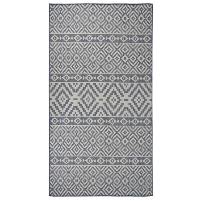 Tappeto da Esterni a Tessitura Piatta 80x150 cm Strisce Blu