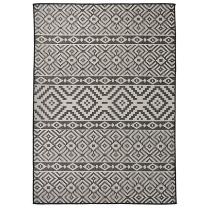 Tappeto da Esterni a Tessitura Piatta 120x170 cm Strisce Nere