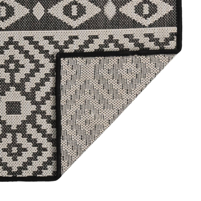 Tappeto da Esterni a Tessitura Piatta 120x170 cm Strisce Nere