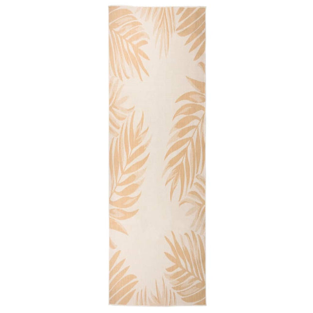Tappeto da Esterni a Tessitura Piatta 80x250 cm Motivo a Foglie