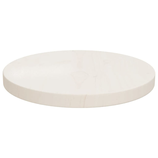 Piano Tavolo Bianco Ã˜30x2,5 cm in Legno Massello di Pino