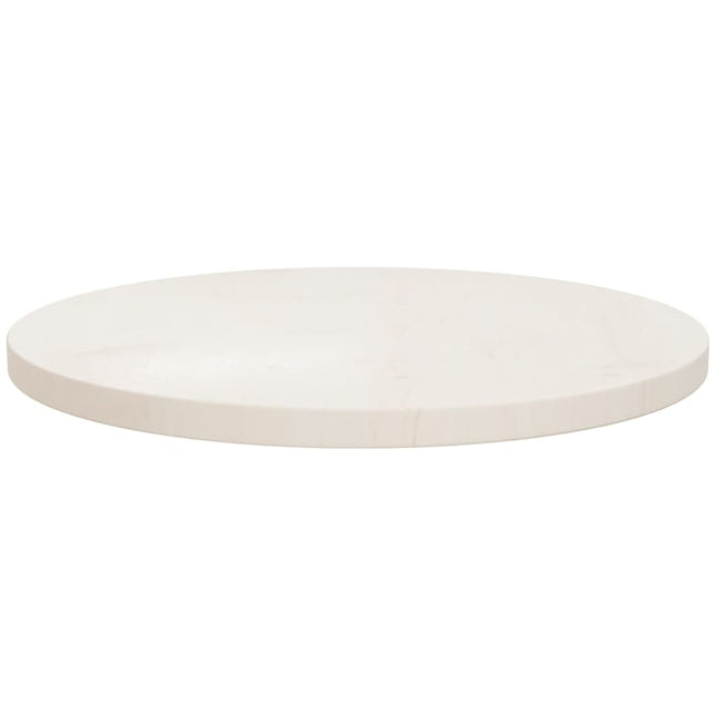 Piano Tavolo Bianco Ã˜50x2,5 cm in Legno Massello di Pino