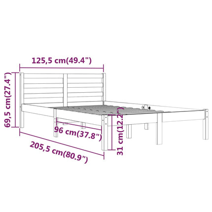 Giroletto in Legno Massello di Pino 120x200 cm Bianco
