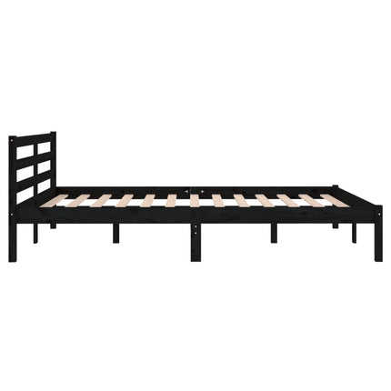Telaio Letto in Legno Massello di Pino 140x200 cm Nero
