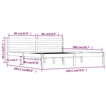 Giroletto Nero in Legno Massello 180x200 cm Super King
