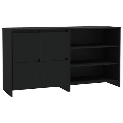 Credenze 2 pz Nere in Legno Multistrato