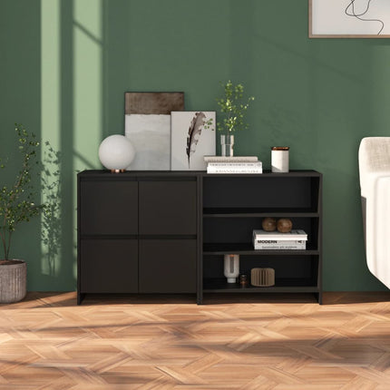 Credenze 2 pz Nere in Legno Multistrato
