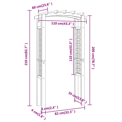 Arco a Traliccio 110x60x210 cm in Pino Massello Impregnato