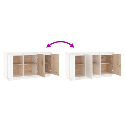 Credenza Bianca 111x34x60 cm in Legno Massello di Pino