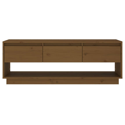 Mobile Porta TV Ambrato 110,5x34x40cm in Legno Massello di Pino