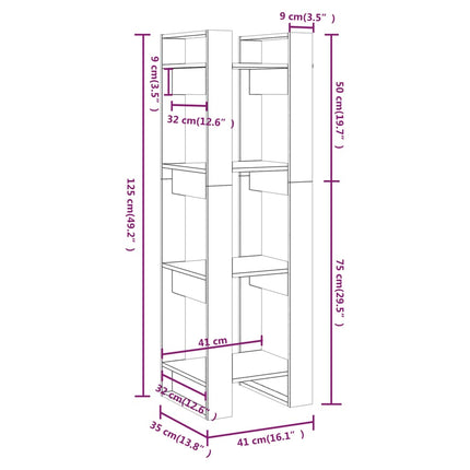 Libreria/Divisorio ambra 41x35x125 cm in Legno Massello