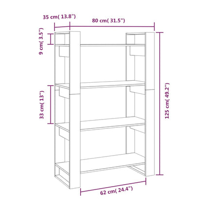 Libreria/Divisorio 80x35x125 cm in Legno Massello di Pino