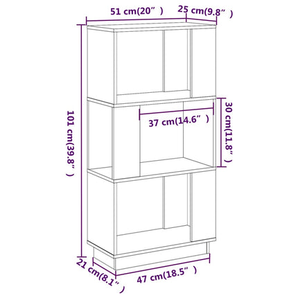 Libreria/Divisorio Bianco 51x25x101 cm Legno Massello di Pino