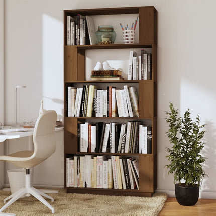 Libreria/Divisorio Ambrato 80x25x163,5cm Legno Massello di Pino
