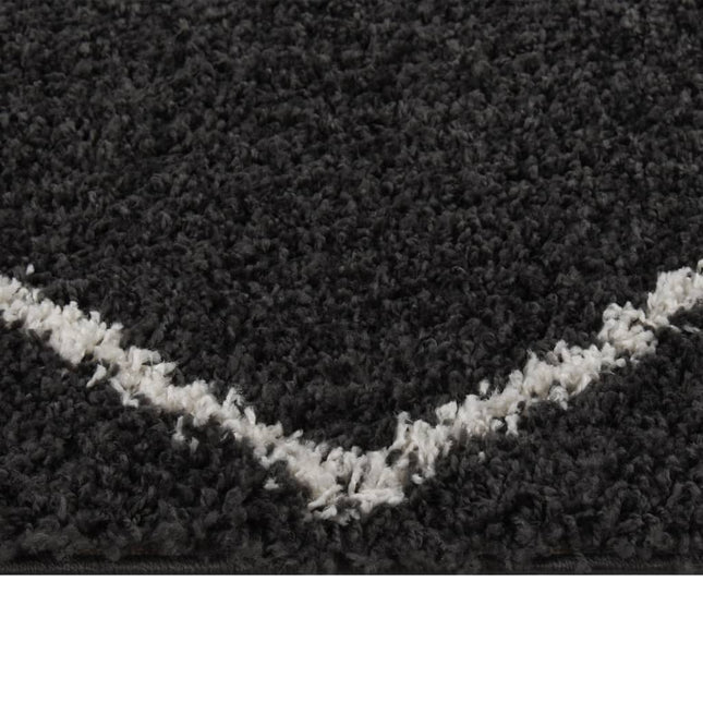 Tappeto Shaggy a Pelo Alto Crema e Antracite 160x230 cm