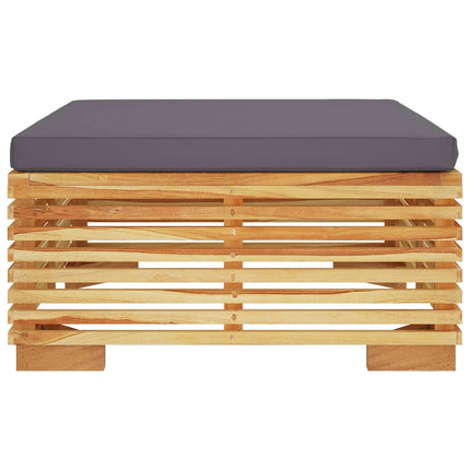 Poggiapiedi Giardino Cuscino Grigio Scuro Legno Massello Teak