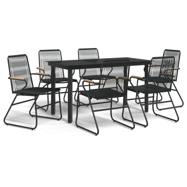 Set da Pranzo da Giardino 7 pz Nero in Rattan PVC