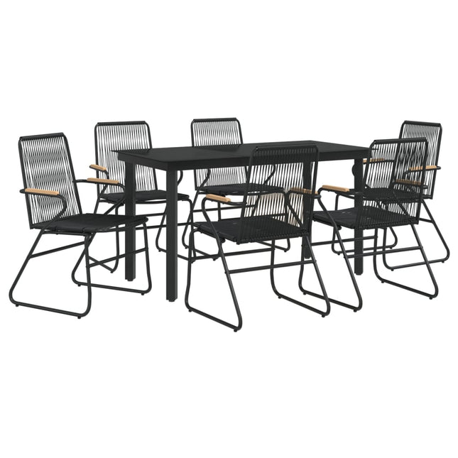 Set da Pranzo da Giardino 7 pz Nero in Rattan PVC