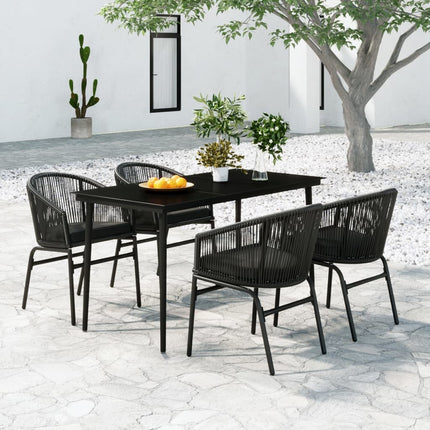 Set da Pranzo per Giardino 5 pz Nero