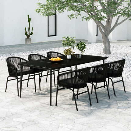 Set da Pranzo da Giardino 7 pz Nero