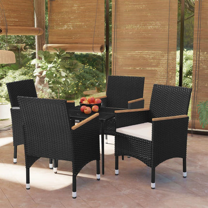 Set da Pranzo da Giardino 5 pz con Cuscini Nero